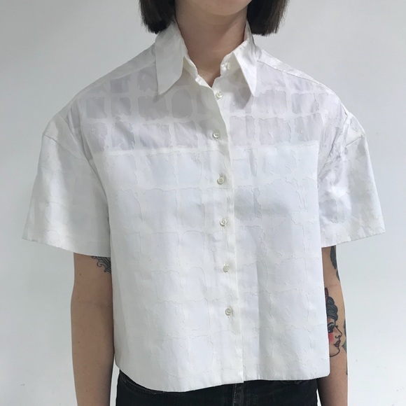 Balenciaga Tops - Balenciaga White Woven Architectural Shirt